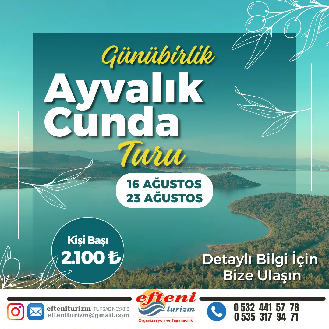 AYVALIK, CUNDA ADASI VE TEKNE TURU