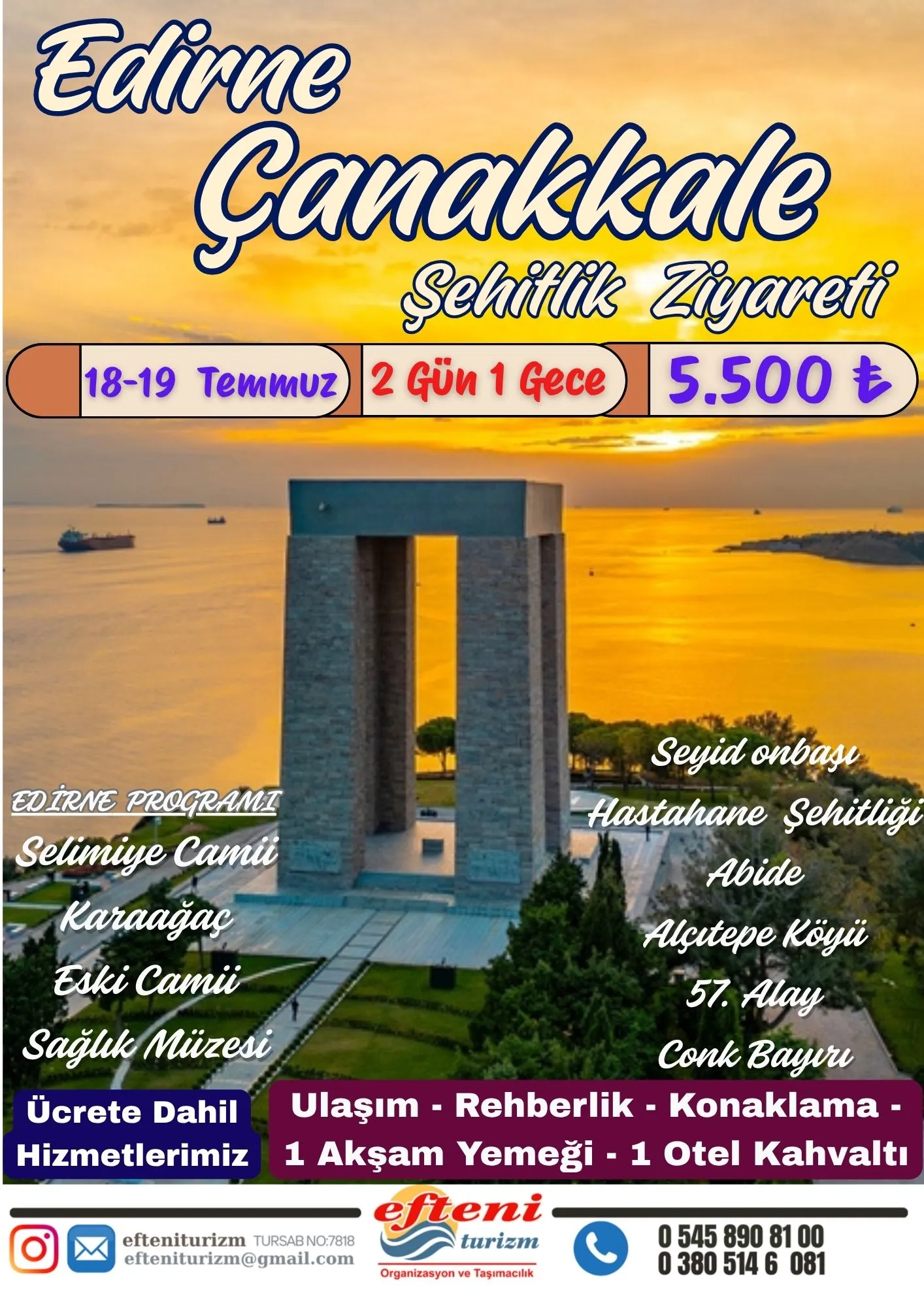 Çanakkale  şehitlik - Edirne gezisi